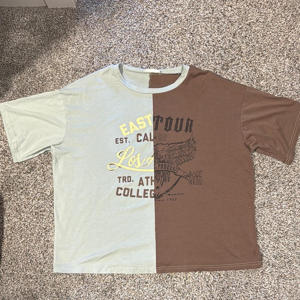 Two-Tone Graphic Oversized T-Shirt